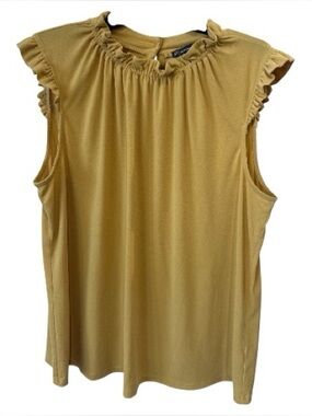 Adrianna Papell Yellow Ruffle Top Sleeveless XL